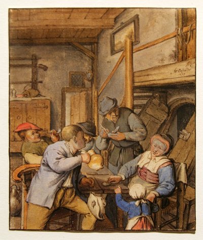 Paysans à une Table dans une Auberge - Adriaen Jansz. van Ostade